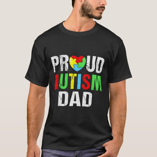 Distressed Proud Autism Dad He Family T-shirt (Voorkant)