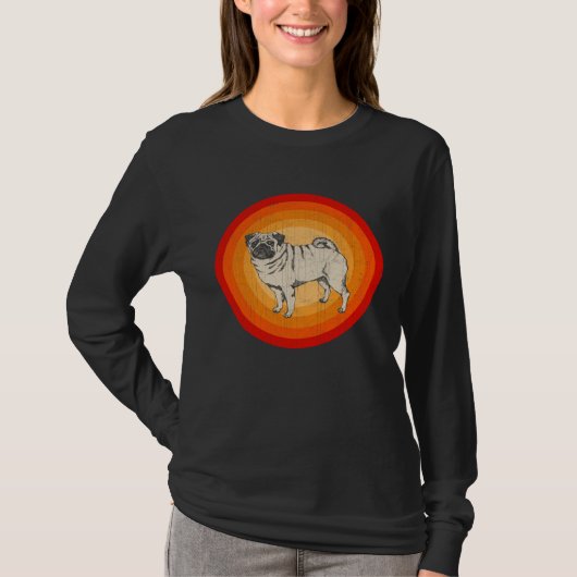 Distressed Pug Dog  Retro Style T-shirt (Voorkant)