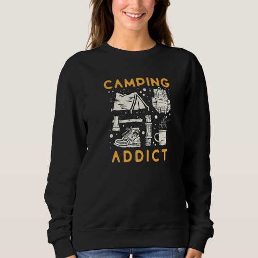Distressed Quote Camping Addict Retro Trui (Voorkant)