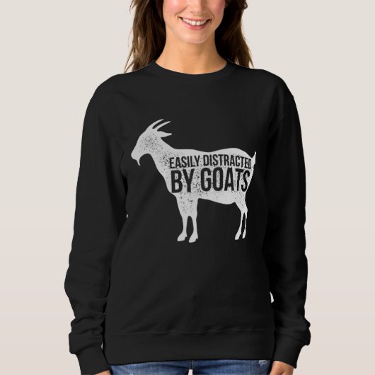 Distressed Quote Easily Distracted Retro Goats Trui (Voorkant)