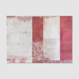 Distressed Red and White Damask Collage Tissuepapier