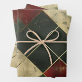 Distressed Red Green Tartan Plaid Inpakpapier Vel (In situ)