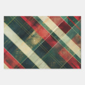 Distressed Red Green Tartan Plaid Inpakpapier Vel (Voorkant 2)