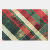 Distressed Red Green Tartan Plaid Inpakpapier Vel (Voorkant)