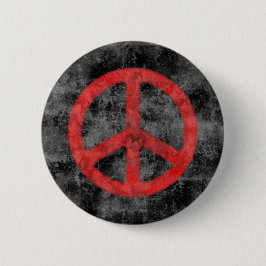 Distressed Red Peace Sign Ronde Button 5,7 Cm