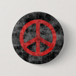 Distressed Red Peace Sign Ronde Button 5,7 Cm