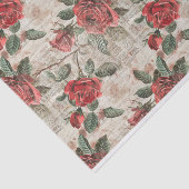 Distressed Red Roses op Abstracte krantenpapier Tissuepapier (Detail)