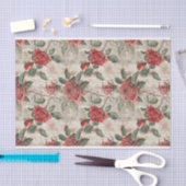 Distressed Red Roses op Abstracte krantenpapier Tissuepapier (Craft)