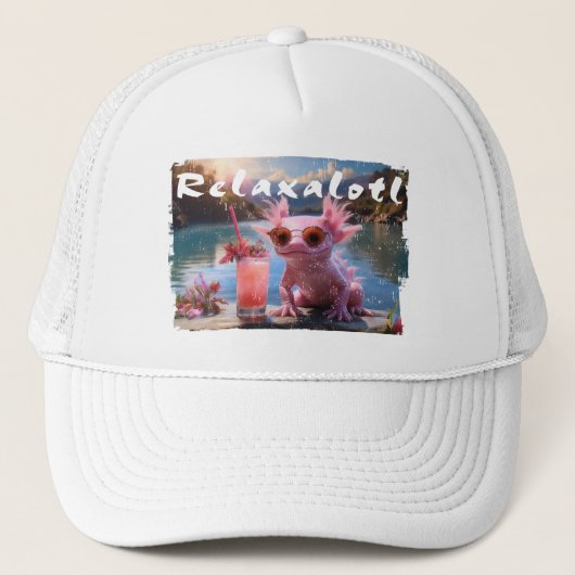 Distressed Relaxalotl Axolotl Trucker Pet (Voorkant)