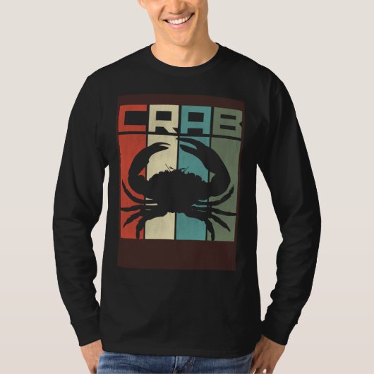Distressed Retro Crab Graphic Seafood & Crab T-shirt (Voorkant)