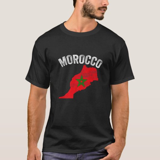 Distressed Retro Morocco Flag Morocco Map Patrioti T-shirt (Voorkant)