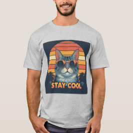 Distressed Retro "Stay Cool" Cat T-shirt – jaren 8