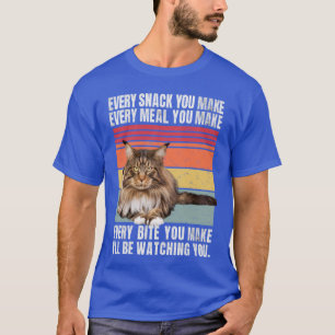 Distressed Retro Stripe Maine Coon Cat Grappig Quo T-shirt