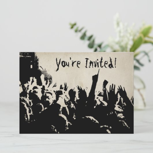 Distressed Rock op uitnodiging voor concert (Staand voorkant)