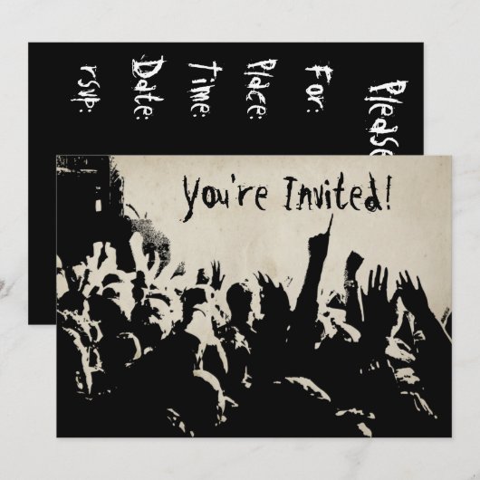 Distressed Rock op uitnodiging voor concert (Voorkant / Achterkant)