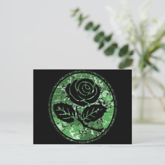 Distressed Roos Silhouette Cameo - Groen Briefkaart (Staand voorkant)