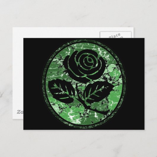 Distressed Roos Silhouette Cameo - Groen Briefkaart (Voorkant / Achterkant)