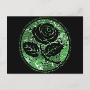 Distressed Roos Silhouette Cameo - Groen Briefkaart