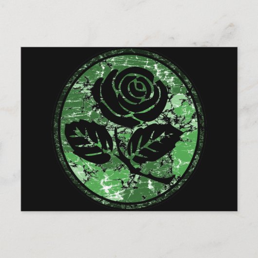 Distressed Roos Silhouette Cameo - Groen Briefkaart (Voorkant)