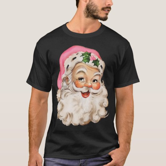 Distressed  Roze Kerstman Roze Kerst T-shirt (Voorkant)