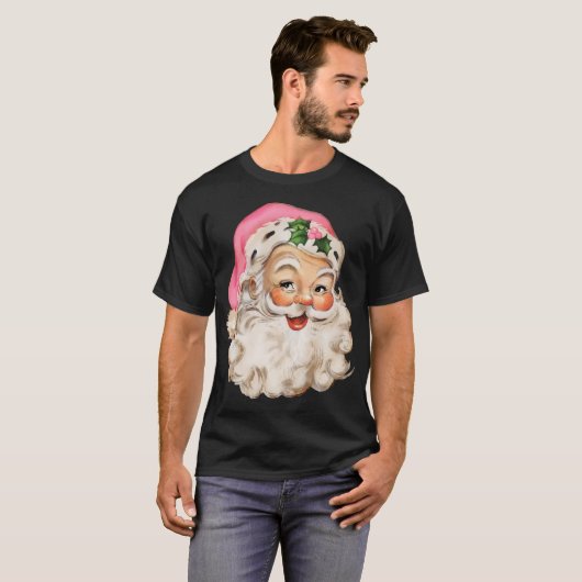 Distressed  Roze Kerstman Roze Kerst T-shirt (Voorkant volledig)