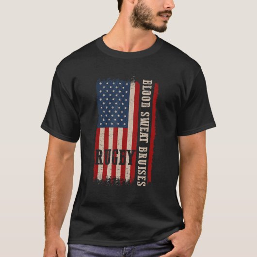 Distressed Rugby 4th of July USA Rugby American Fl T-shirt (Voorkant)