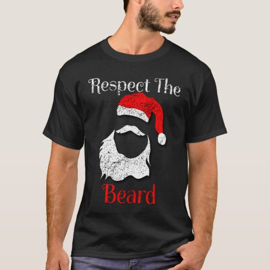 Distressed Santa Claus Respect The Beard T-shirt (Voorkant)
