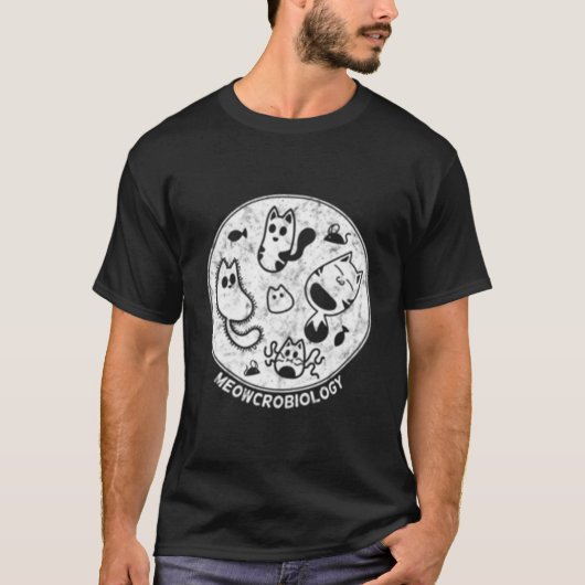 Distressed Science Cat Bacteria Microbiology Meowc T-shirt (Voorkant)