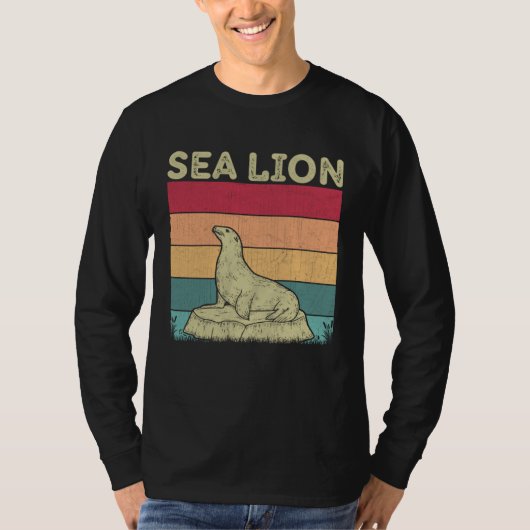 Distressed Sea Lion Lover Boys Girls Retro Style S T-shirt (Voorkant)