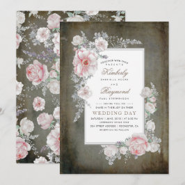 Distressed Shabby  Bloemenbruiloft Kaart