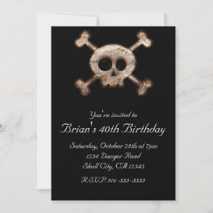 Distressed Skull Botten ANY EVENT Black Invitation Kaart