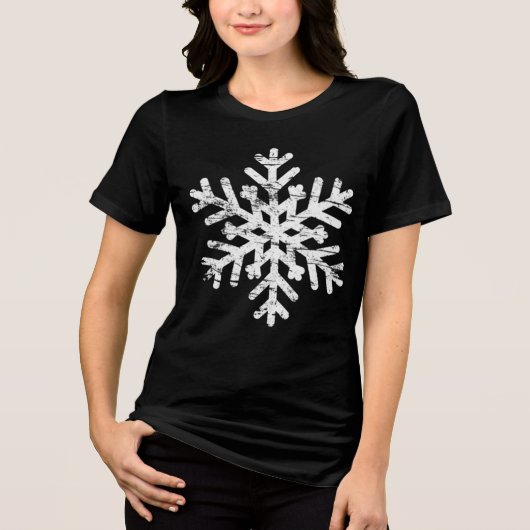 Distressed Snowflake Winter Christmas Tri-Blend Shirt (Voorkant)