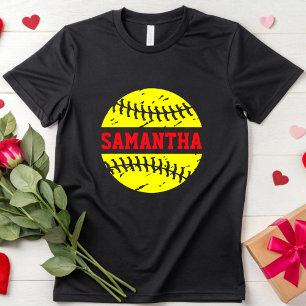 Distressed Softbal Custom Name Softbal Mom Sport T-shirt