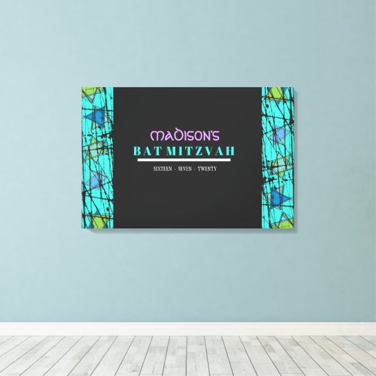 DISTRESSED STARS Bar Bat Mitzvah Sign In Board Canvas Afdruk (Insitu (Houten vloer))