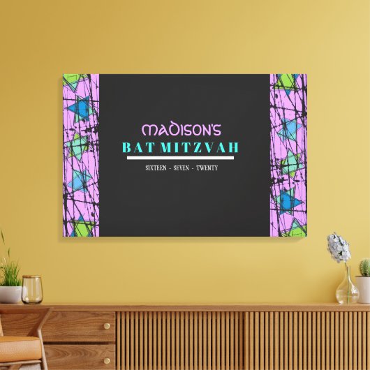 DISTRESSED STARS Bar Bat Mitzvah Sign In Board Canvas Afdruk (Insitu (Woonkamer))