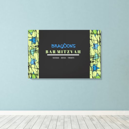 DISTRESSED STARS Bar Bat Mitzvah Sign In Board Canvas Afdruk (Insitu (Houten vloer))