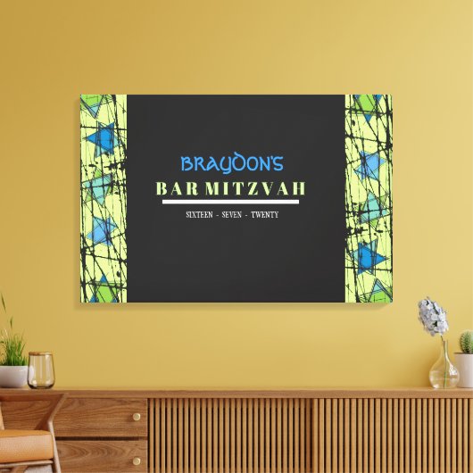 DISTRESSED STARS Bar Bat Mitzvah Sign In Board Canvas Afdruk (Insitu (Woonkamer))