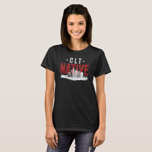 Distressed Style Charlotte City Native Home Grown  T-shirt (Voorkant volledig)
