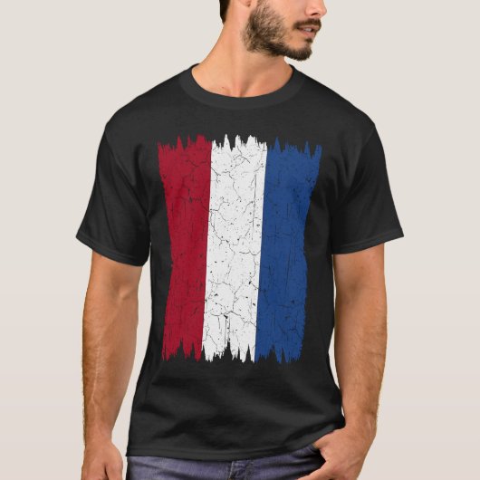 Distressed Style Dutch Vertical Flag of Netherland T-shirt (Voorkant)