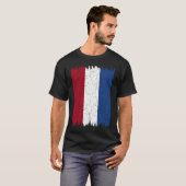 Distressed Style Dutch Vertical Flag of Netherland T-shirt (Voorkant volledig)