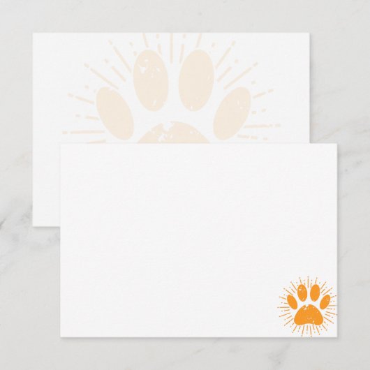 Distressed Sunbeam Dog Paw Custom Blank Notitiekaartje (Voorkant / Achterkant)