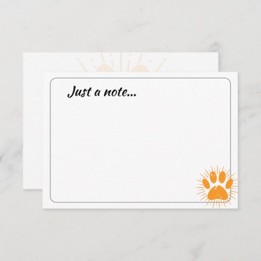 Distressed Sunbeam Dog Paw Custom Just a Note Notitiekaartje (Voorkant / Achterkant)