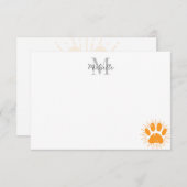Distressed Sunbeam Dog Paw Custom Monogram Notitiekaartje (Voorkant / Achterkant)