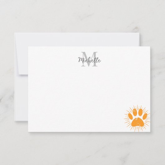 Distressed Sunbeam Dog Paw Personalized Monogram Notitiekaartje (Voorkant)