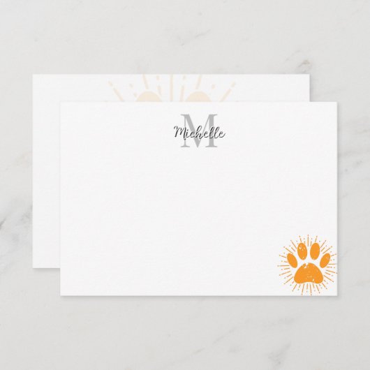 Distressed Sunbeam Dog Paw Personalized Monogram Notitiekaartje (Voorkant / Achterkant)