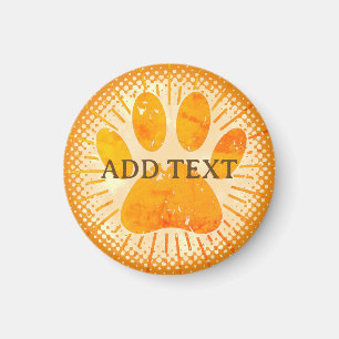 Distressed Sunbeam Dog Paw Waterverf Print Magneet