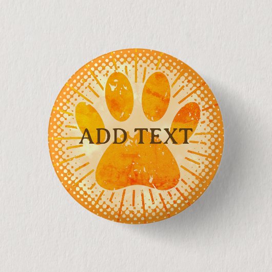 Distressed Sunbeam Dog Paw Waterverf Print Ronde Button 3,2 Cm (Voorkant)