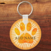 Distressed Sunbeam Dog Paw Waterverf Print Sleutelhanger (Achterkant)