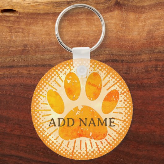 Distressed Sunbeam Dog Paw Waterverf Print Sleutelhanger (Voorkant)