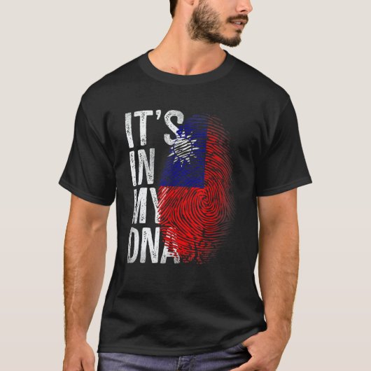 Distressed Taiwanese Flag It's In My DNA Fingerpri T-shirt (Voorkant)